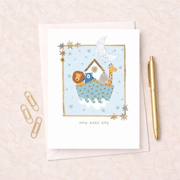 New Baby Card - Animals In A Boat