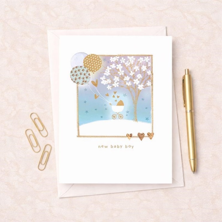 New Baby Card - Blue Pram New Baby Card - Blue Pram