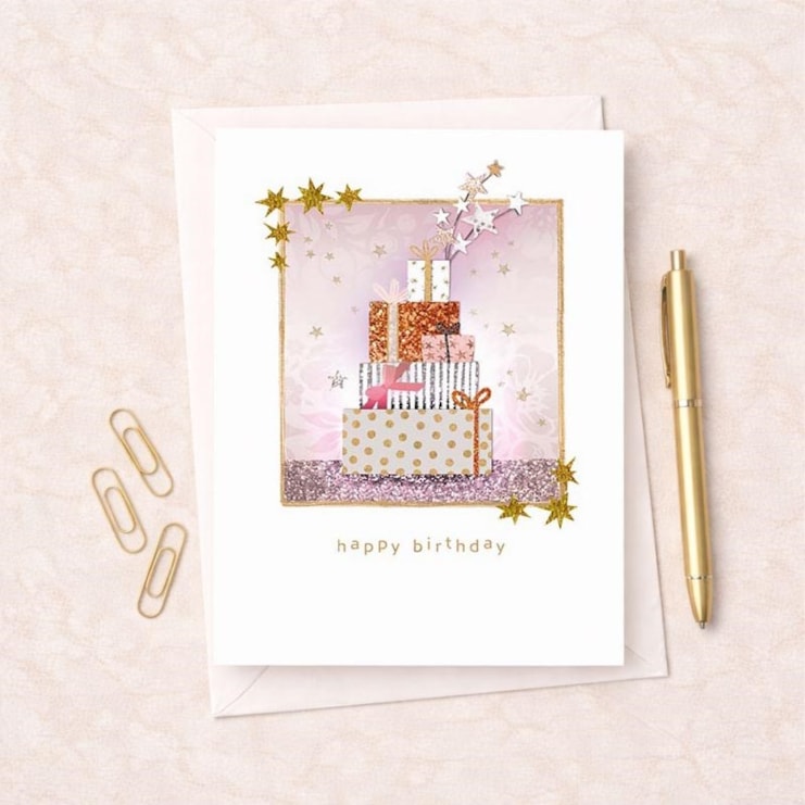 Birthday Card - Stack Of Gifts