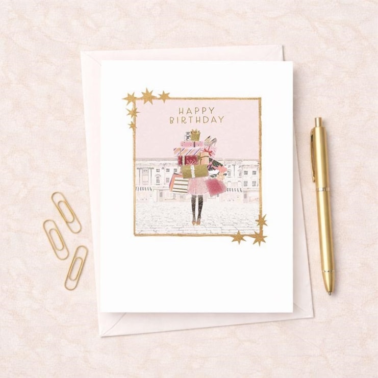 Birthday Card - Lady With Gifts Birthday Card - Lady With Gifts