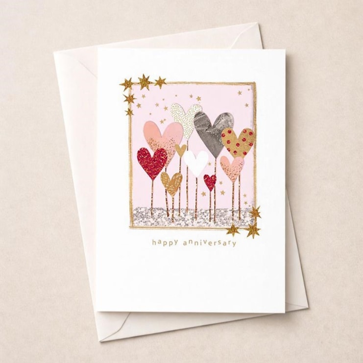 Anniversary Card - Group Of Hearts