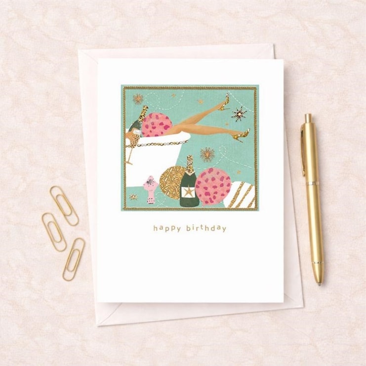 Birthday Card - Champagne & Bath Birthday Card - Champagne & Bath