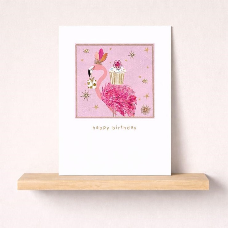 Birthday Card - Flamingo With A Cupcake Birthday Card - Flamingo With A Cupcake