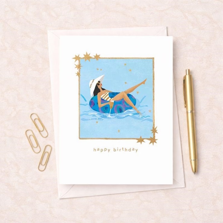 Birthday Card - Lady In A Pool Birthday Card - Lady In A Pool