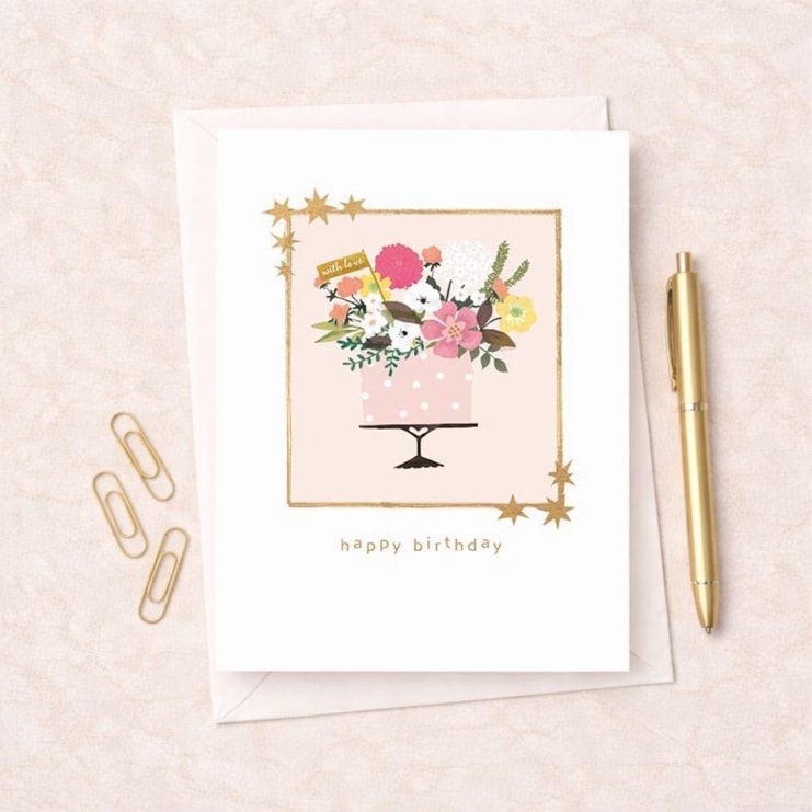 Birthday Card - Cake With Flowers