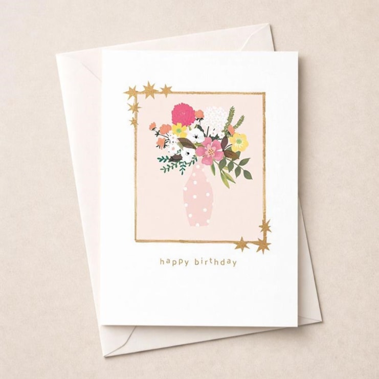 Birthday Card - Vase Of Flowers