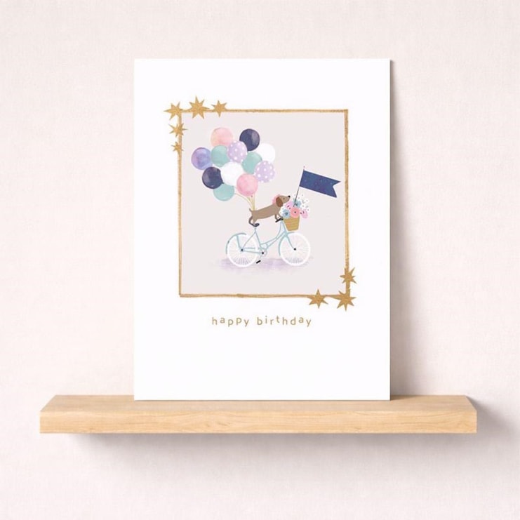 Birthday Card -  Dog On A Bicyle