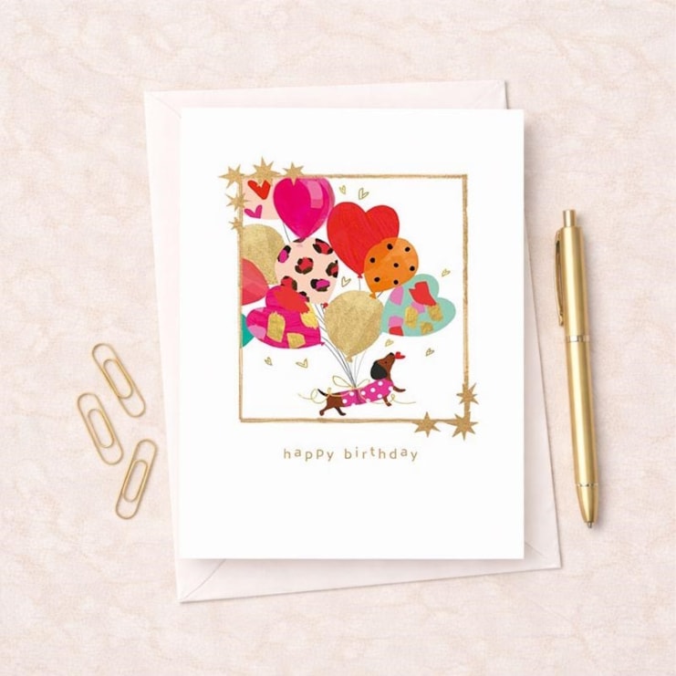 Birthday Card -  Dog With Balloons