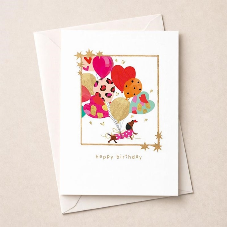 Birthday Card -  Dog With Balloons