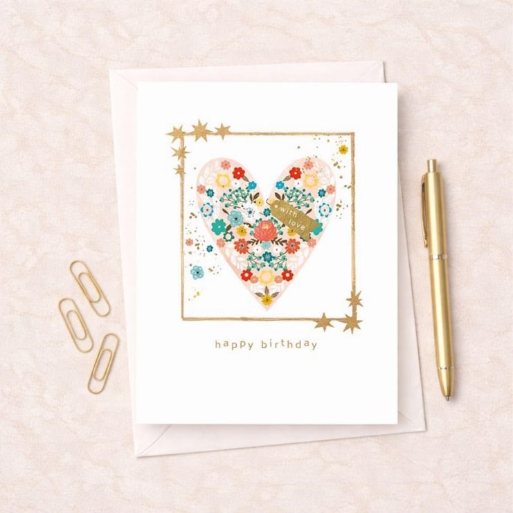 Birthday Card -  Floral Heart