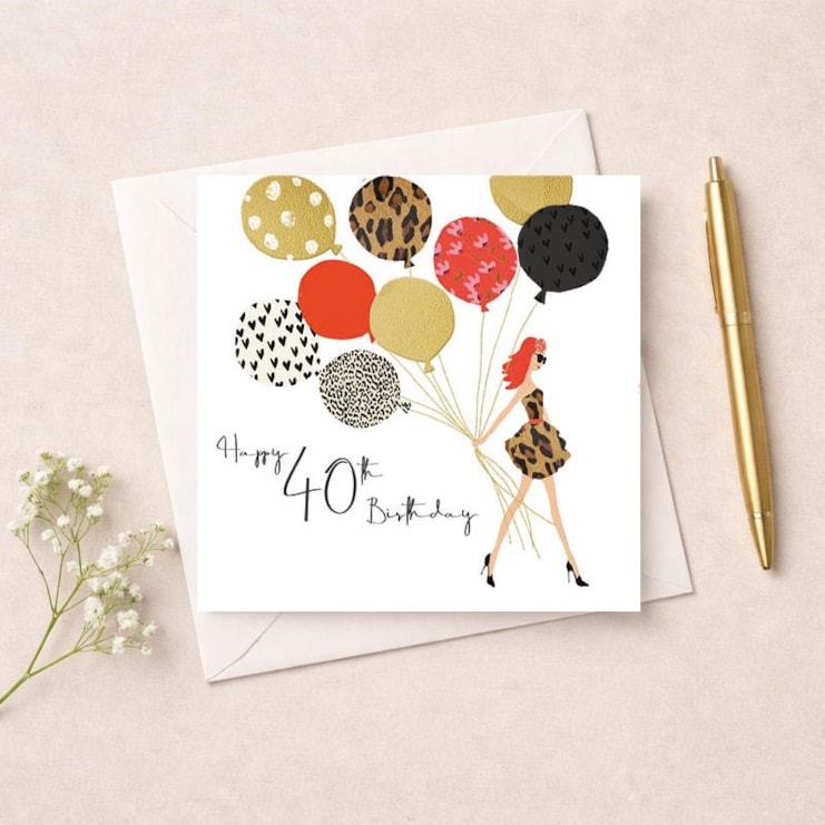 Age 40 Birthday Card - Birthday Balloons