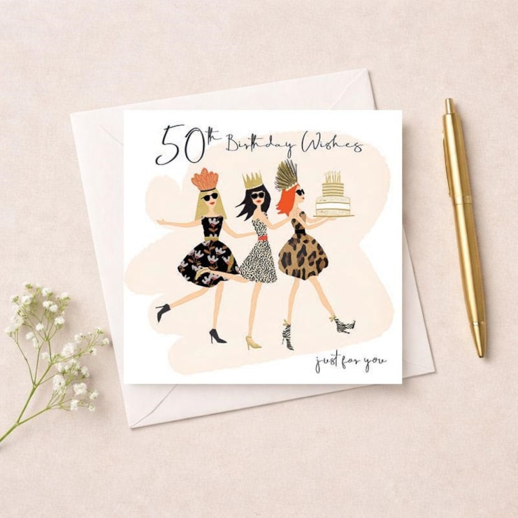 Age 50 Birthday Card - Glam Girls Age 50 Birthday Card - Glam Girls