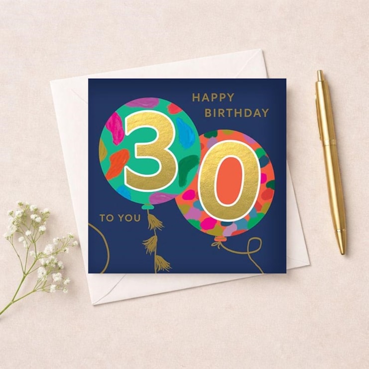 Age 30 Birthday Card - Balloons
