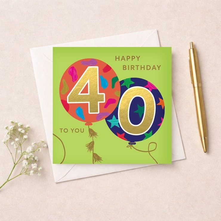 Age 40 Birthday Card - Balloons