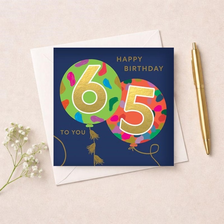 Age 65 Birthday Card - Balloons