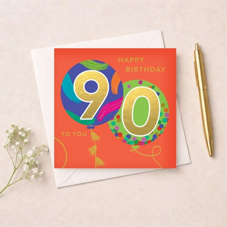 Age 90 Birthday Card - Balloons