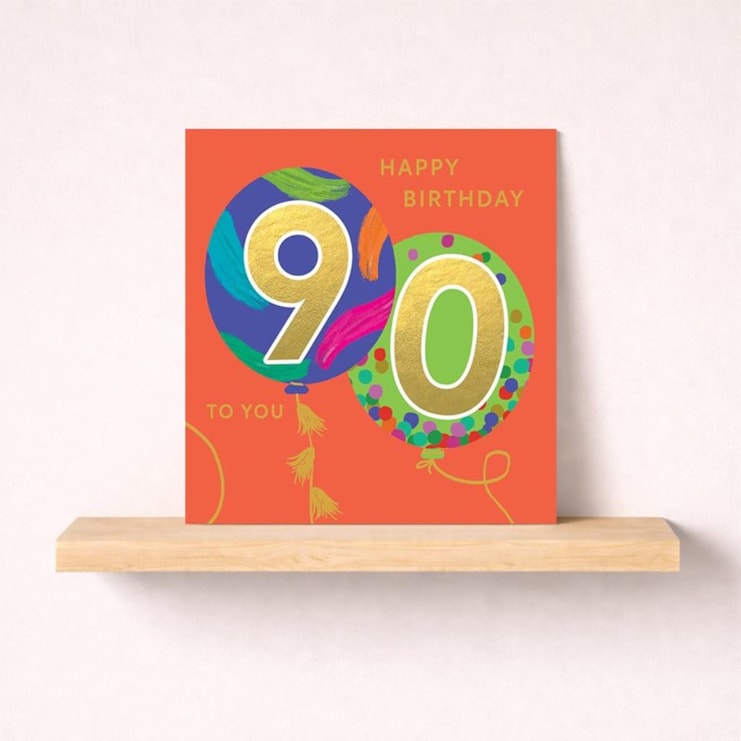 Age 90 Birthday Card - Balloons