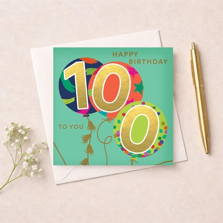 Age 100 Birthday Card - Balloons Age 100 Birthday Card - Balloons