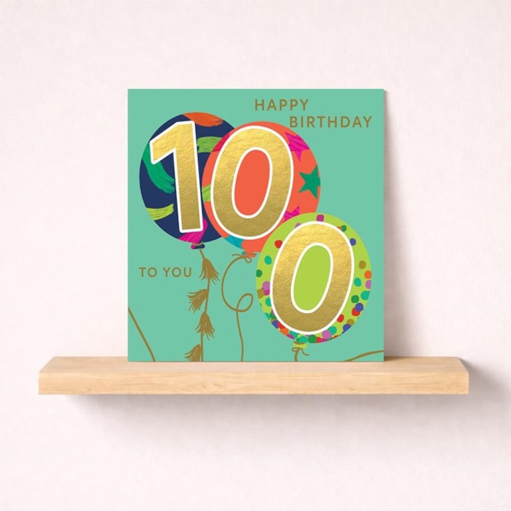 Age 100 Birthday Card - Balloons