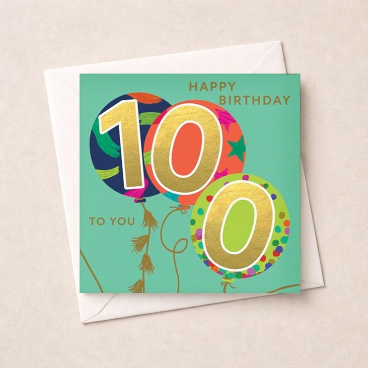 Age 100 Birthday Card - Balloons