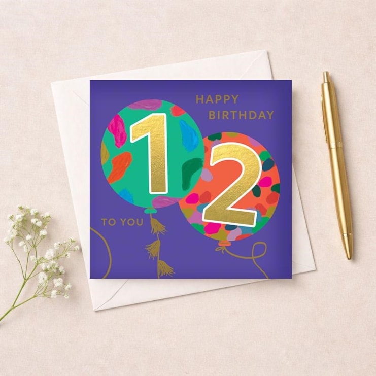 Age 12 Birthday Card - Balloons