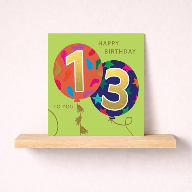 Age 13 Birthday Card - Balloons Age 13 Birthday Card - Balloons
