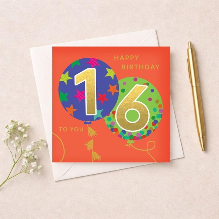 Age 16 Birthday Card - Balloons Age 16 Birthday Card - Balloons
