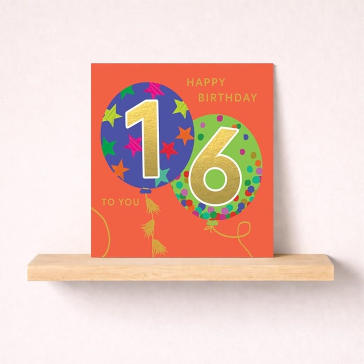 Age 16 Birthday Card - Balloons
