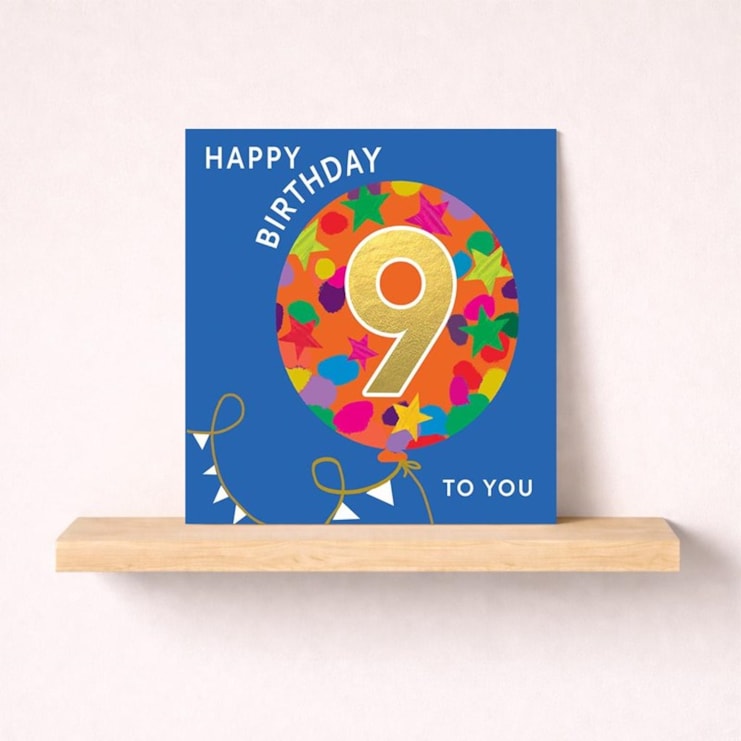 Age 9 Birthday Card - Big Balloon Age 9 Birthday Card - Big Balloon