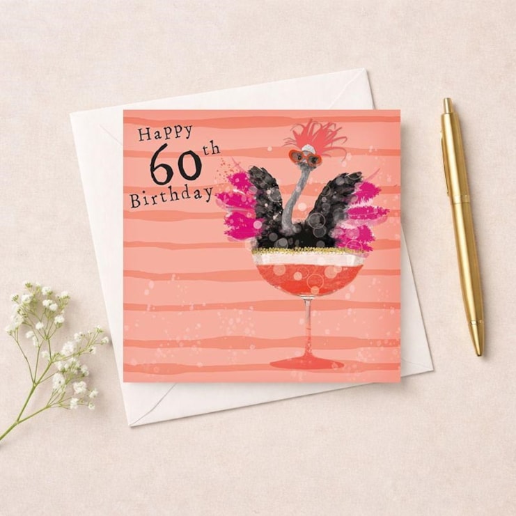 Age 60 Birthday Card - Fancy Ostrich Age 60 Birthday Card - Fancy Ostrich