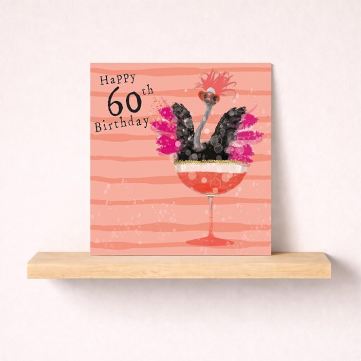 Age 60 Birthday Card - Fancy Ostrich