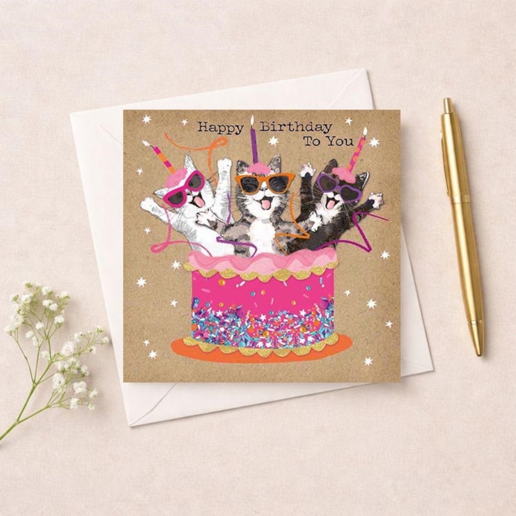 Birthday Card - Birthday Cake Cats Birthday Card - Birthday Cake Cats