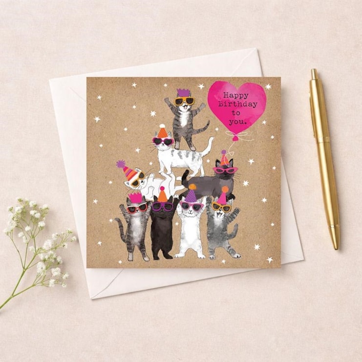 Birthday Card - Cat Pyramid