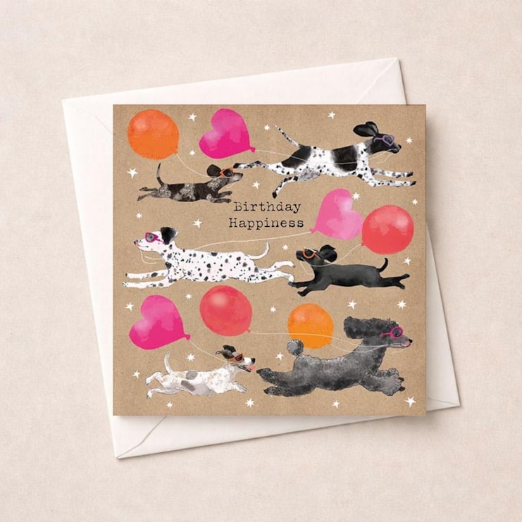 Birthday Card - Dogs With Balloons