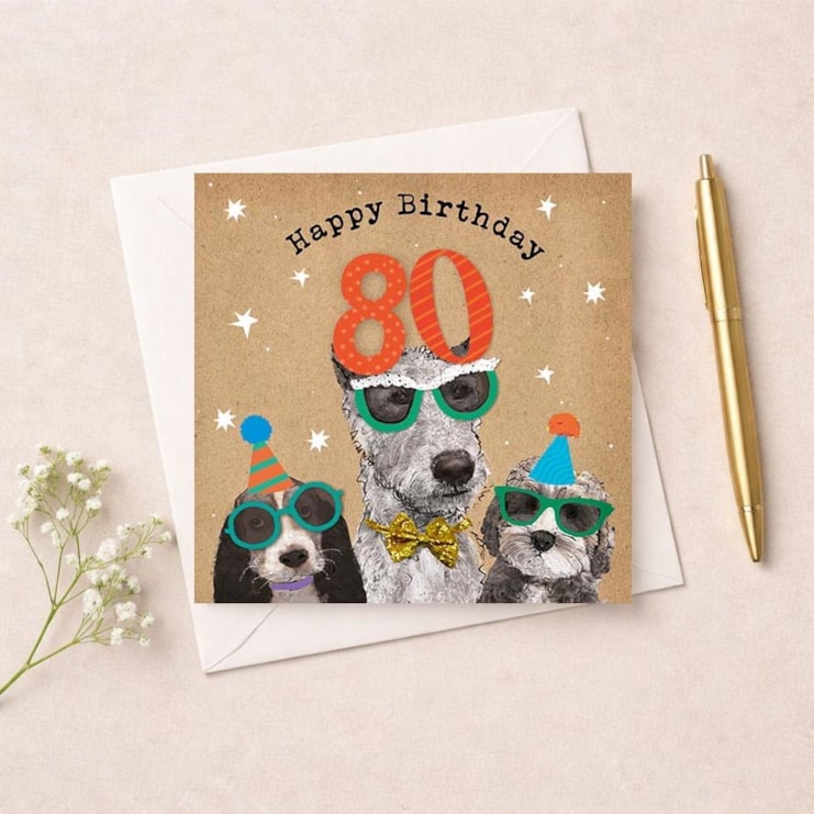 Age 80 Birthday Card - Fun Dogs Age 80 Birthday Card - Fun Dogs