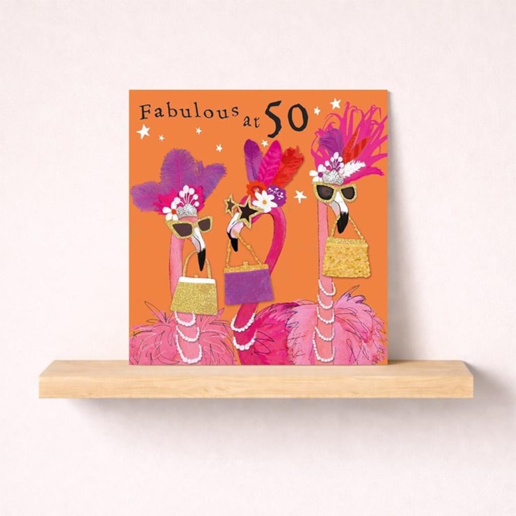 Age 50 Birthday Card - Fabulous Flamingos Age 50 Birthday Card - Fabulous Flamingos