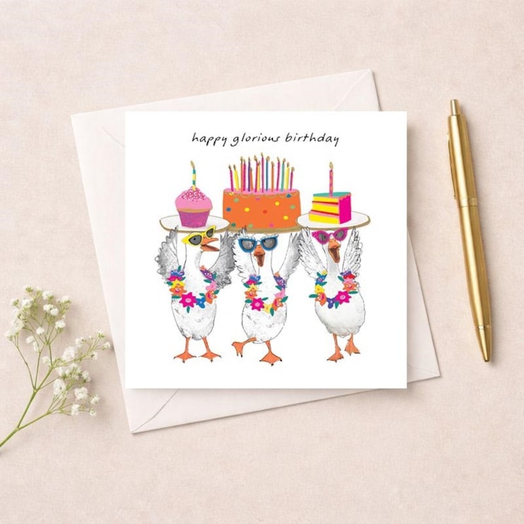 Birthday Card - Birthday Geese With Cake Birthday Card - Birthday Geese With Cake