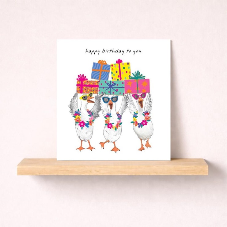 Birthday Card - Birthday Geese With Gifts Birthday Card - Birthday Geese With Gifts