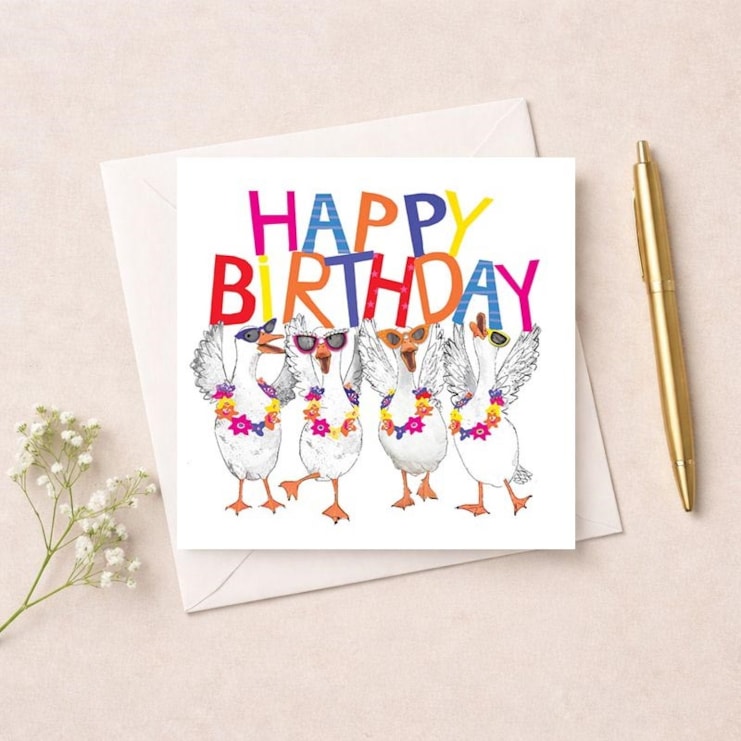 Birthday Card - Happy Birthday Geese