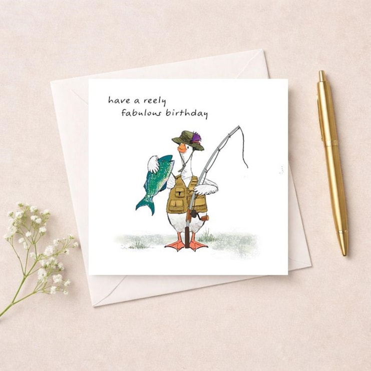 Birthday Card - Fishing Goose