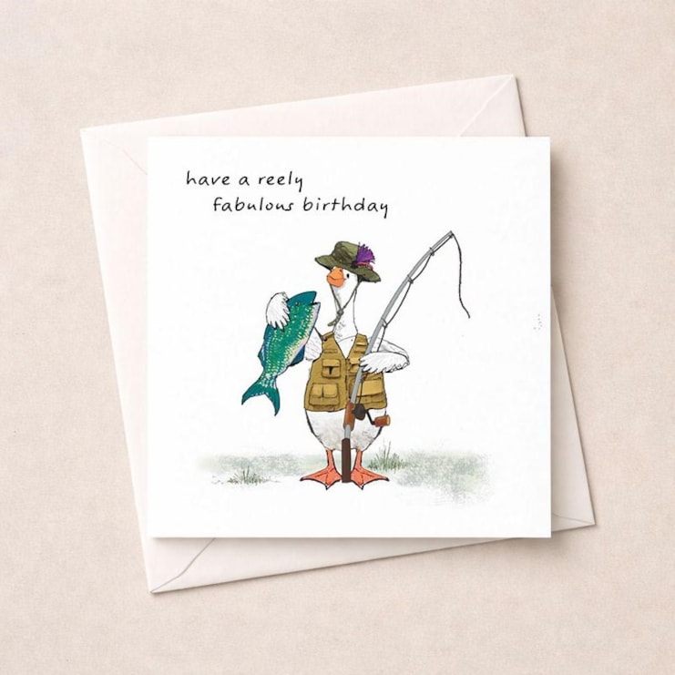 Birthday Card - Fishing Goose