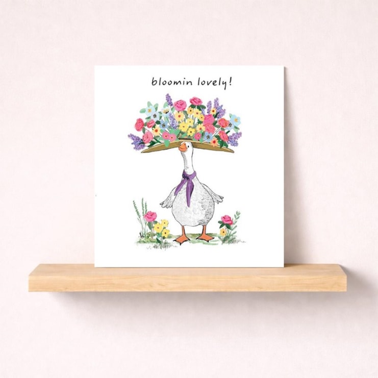 Open Card - Blooming Lovely Goose With Flowers Open Card - Blooming Lovely Goose With Flowers