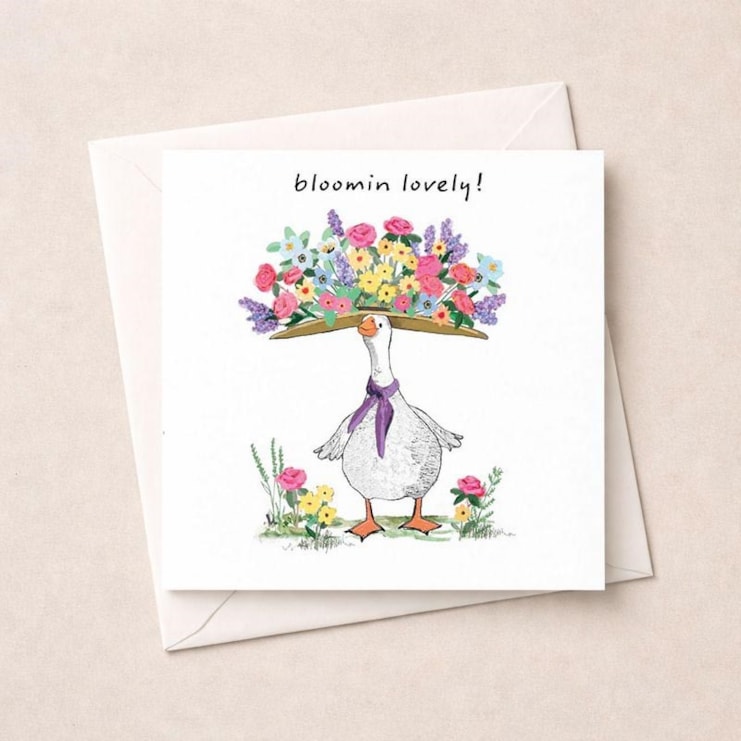 Open Card - Blooming Lovely Goose With Flowers Open Card - Blooming Lovely Goose With Flowers
