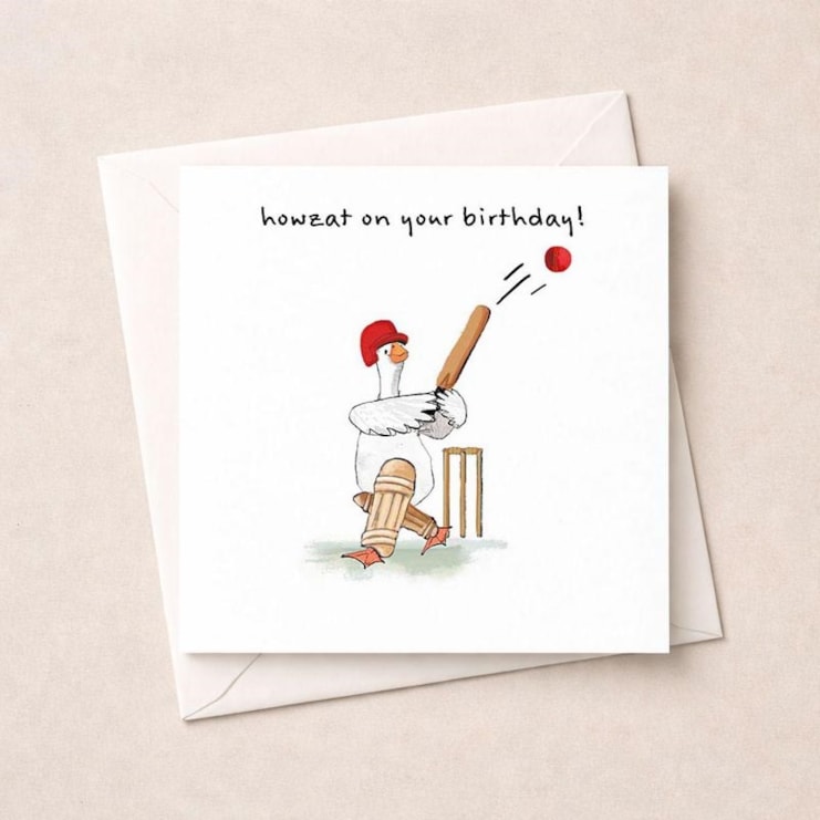 Birthday Card - Cricketer Goose Birthday Card - Cricketer Goose