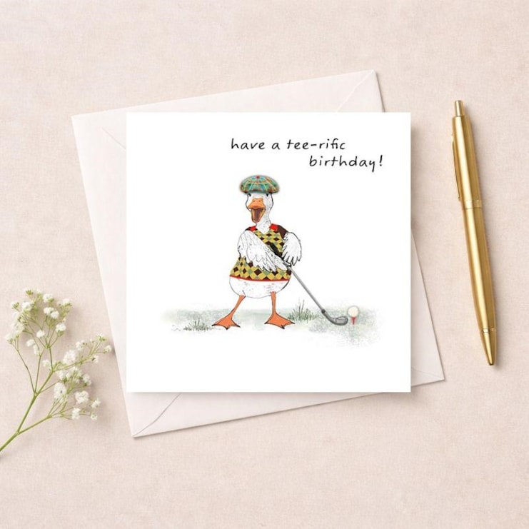 Birthday Card - Tee-rific Birthday Golfer Goose