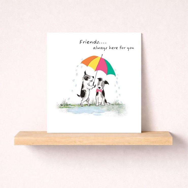 Friendship Card - Two Dogs Under An Umbrella