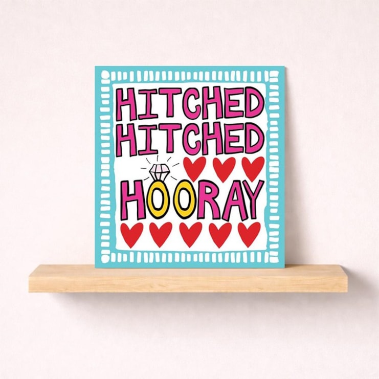 Wedding Card - Hitched Hitched Hooray Wedding Card - Hitched Hitched Hooray