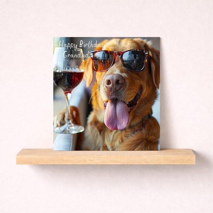 Grandad Birthday Card - Golden Retriever With a Glass Of Wine Grandad Birthday Card - Golden Retriever With a Glass Of Wine