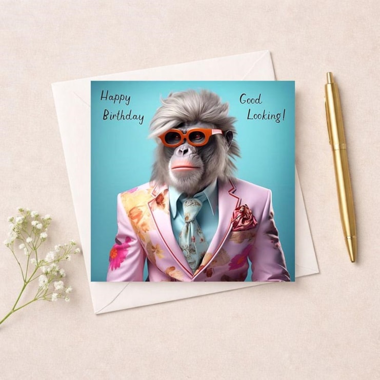 Birthday Card - Monkey In A Suit