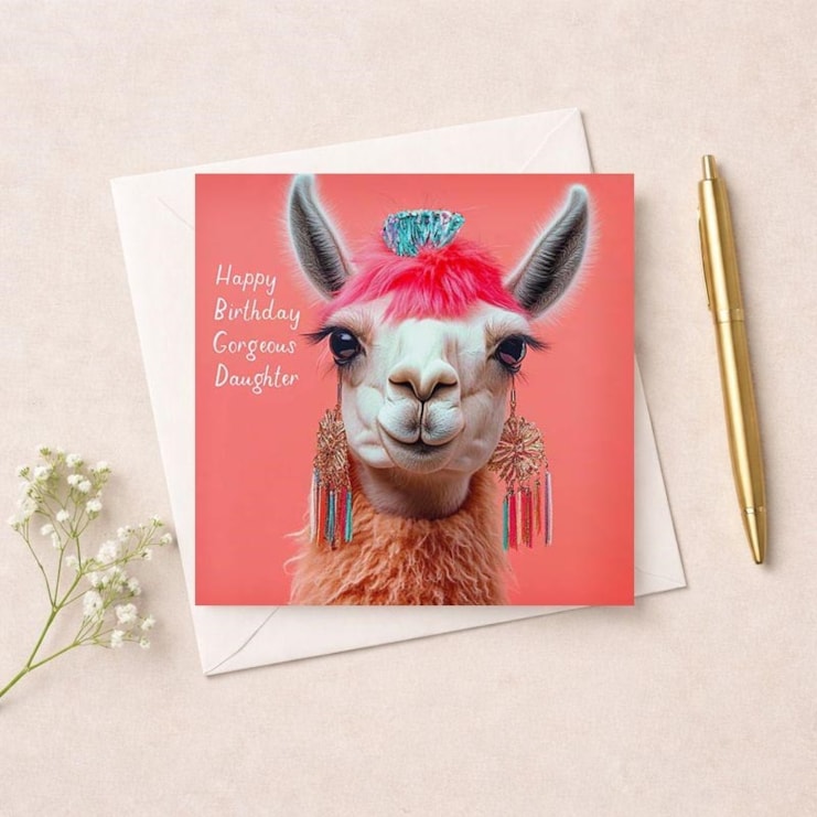 Daughter Birthday Card - Fancy Llama